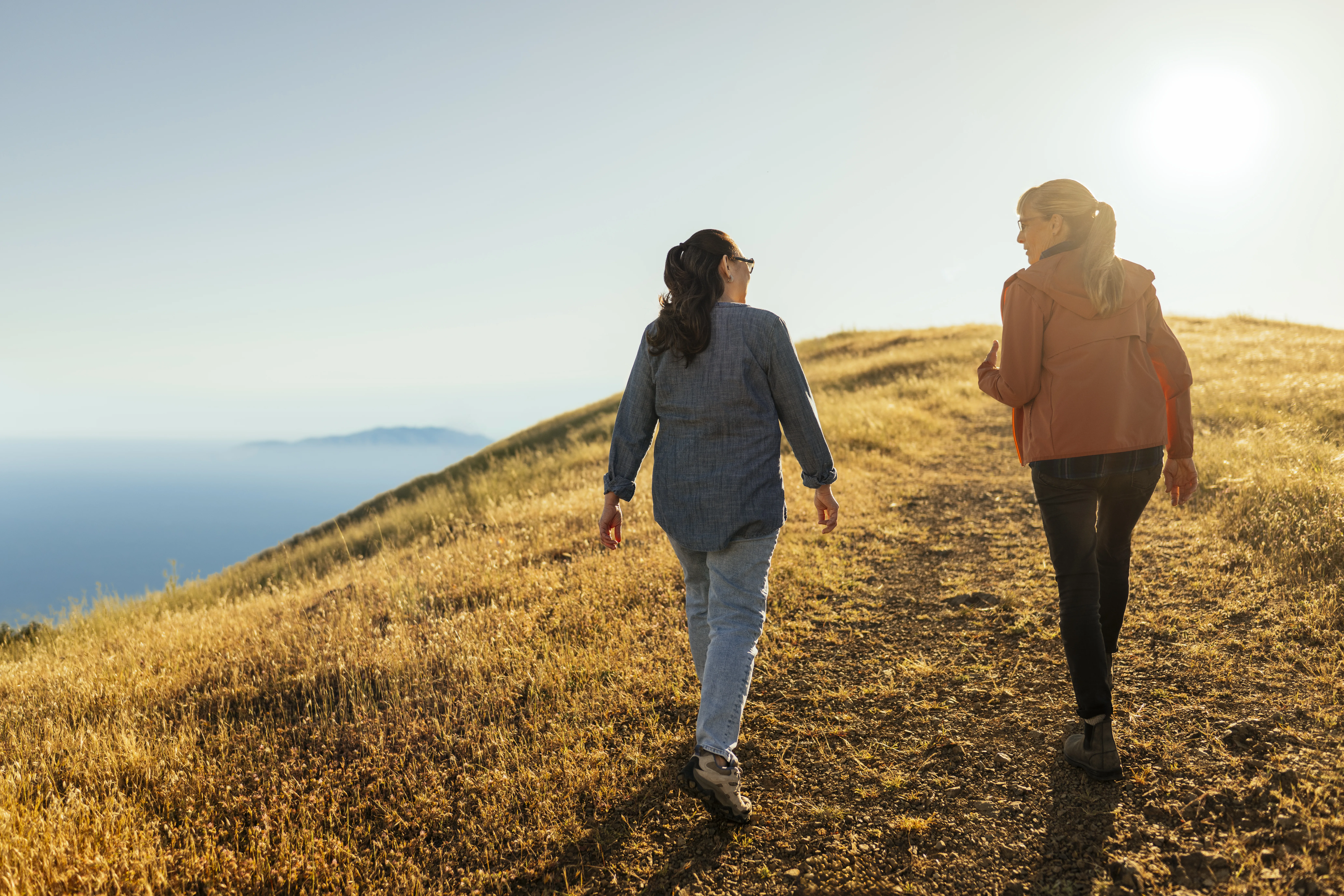 Daphne taking a hike in San Francisco while using Omega AI hearing aids